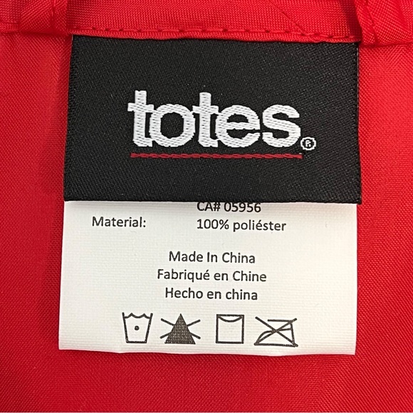 Totes Red Rain Jacket Adjustable Waist Hooded Polyester Size S/M - Picture 5 of 7